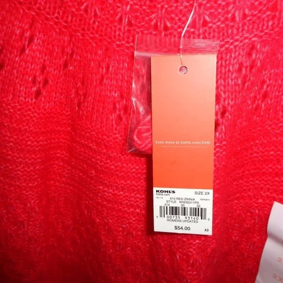 Evri Women's Plus Size Crewneck Pointelle Sweater Size 2X NWT - Picture 7 of 11